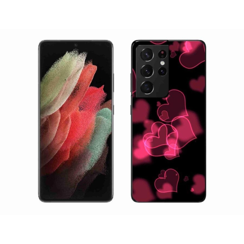 Gél védőhuzat mmCase Samsung Galaxy S21 Ultra 5G - piros szívek