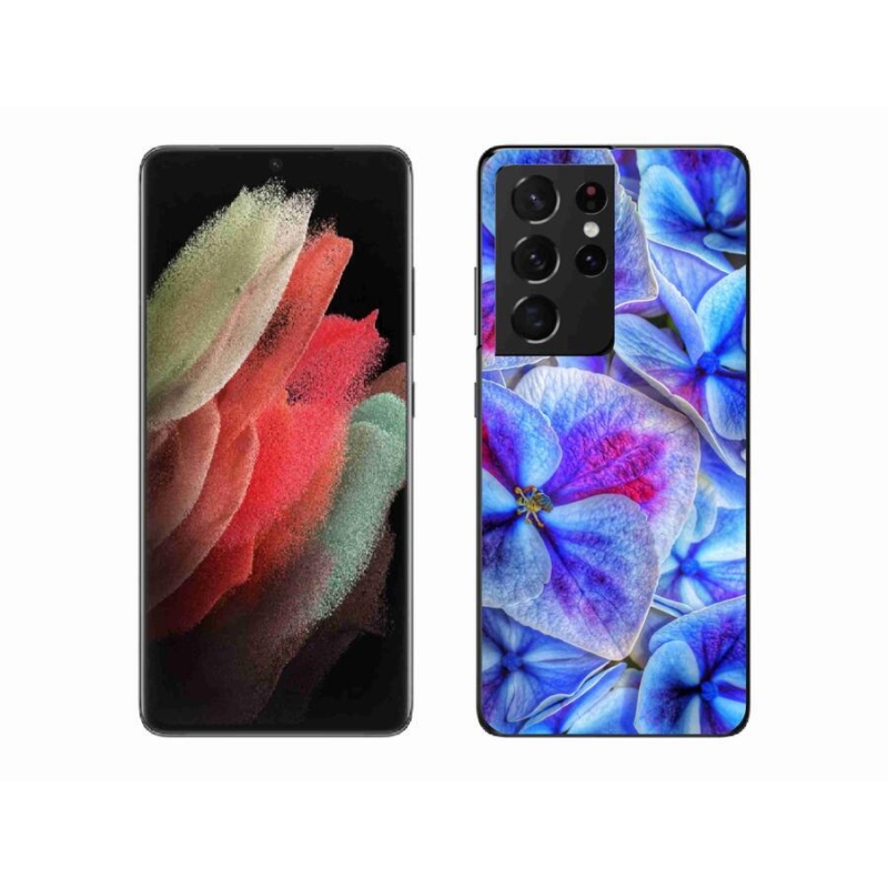 Gél védőhuzat mmCase Samsung Galaxy S21 Ultra 5G - kék virágok 1