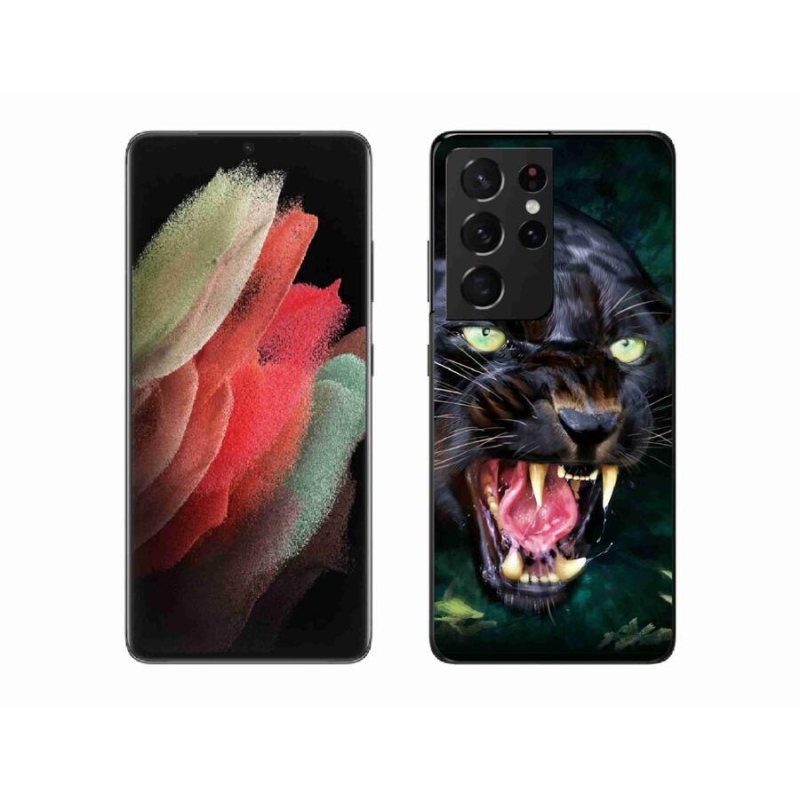 Zselés borítás mmCase Samsung Galaxy S21 Ultra 5G - dühös fekete párduchoz