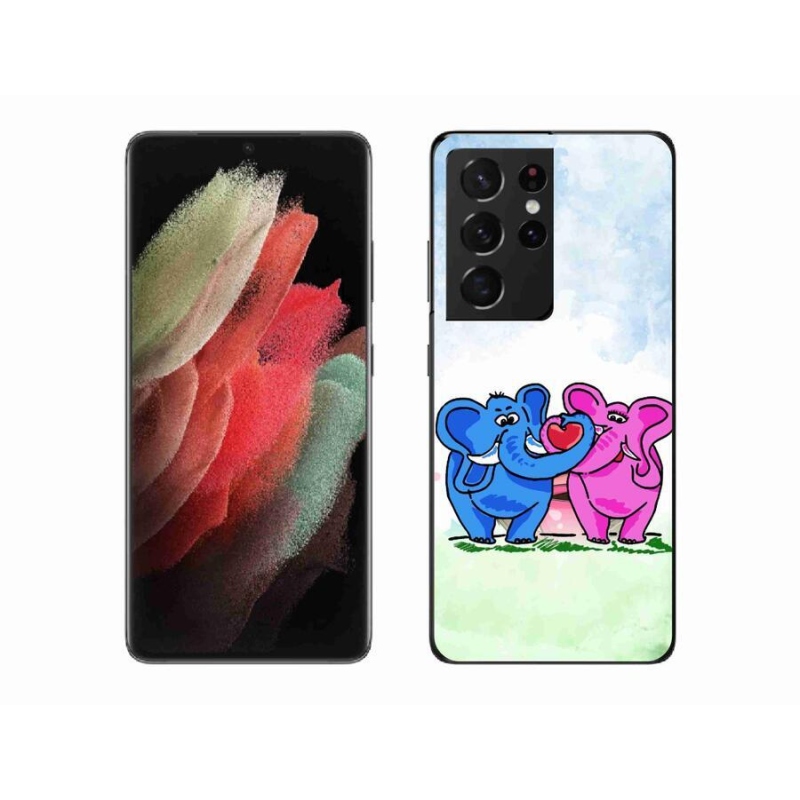 Gél borítás mmCase Samsung Galaxy S21 Ultra 5G - szerelmes elefántokba