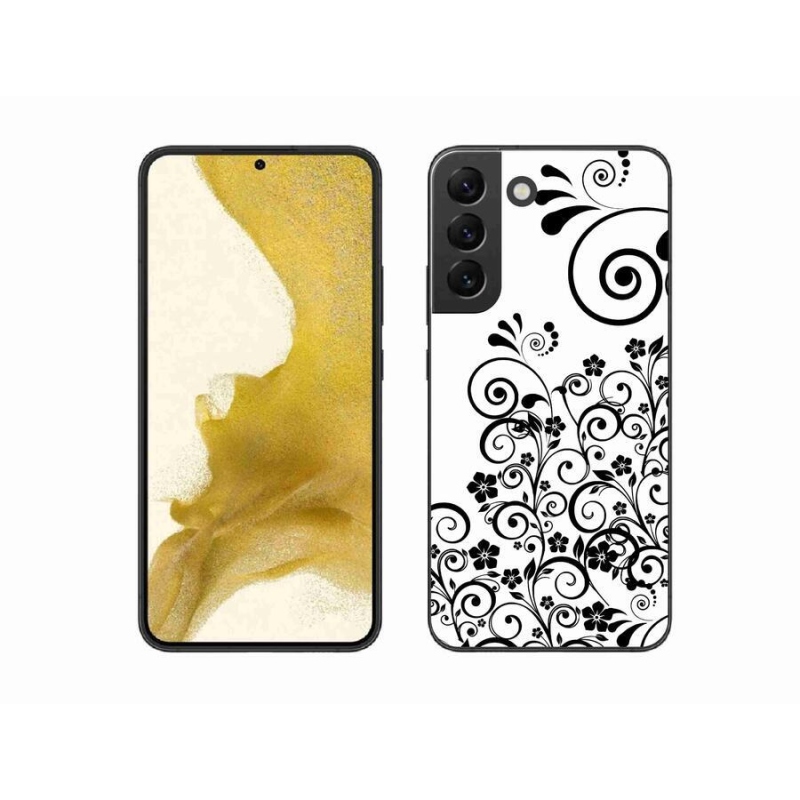 Gél védőhuzat mmCase Samsung Galaxy S22+ 5G - fekete és fehér virágmintás borítás