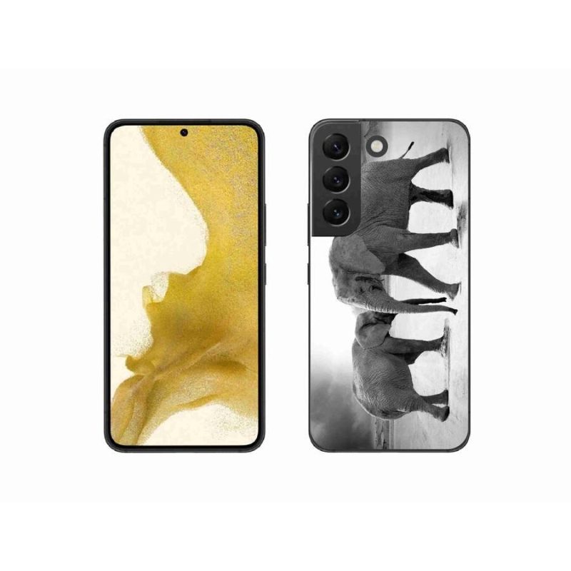 Zselés borítás mmCase Samsung Galaxy S22 5G - fekete és fehér elefántokhoz