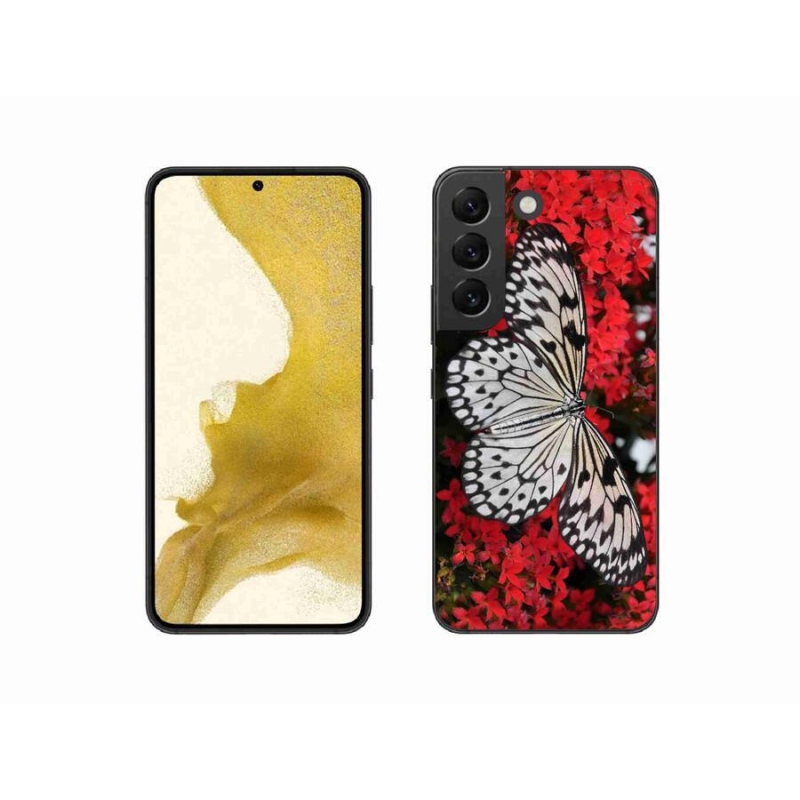 Zselés borítás mmCase Samsung Galaxy S22 5G - fekete-fehér pillangó 1