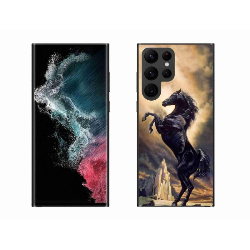 Zselés borítás mmCase Samsung Galaxy S22 Ultra 5G - fekete rajzfilm lóhoz