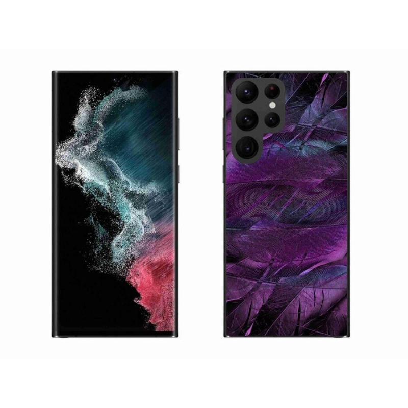 Gél védőhuzat mmCase Samsung Galaxy S22 Ultra 5G - lila tollakhoz