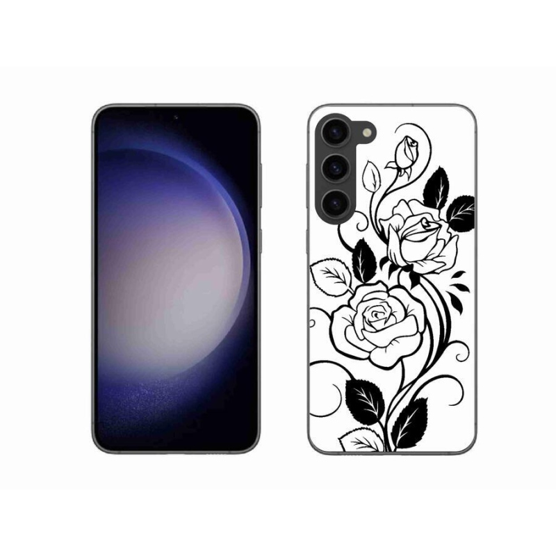 Zselés borítás mmCase Samsung Galaxy S23+ 5G - fekete és fehér rózsa