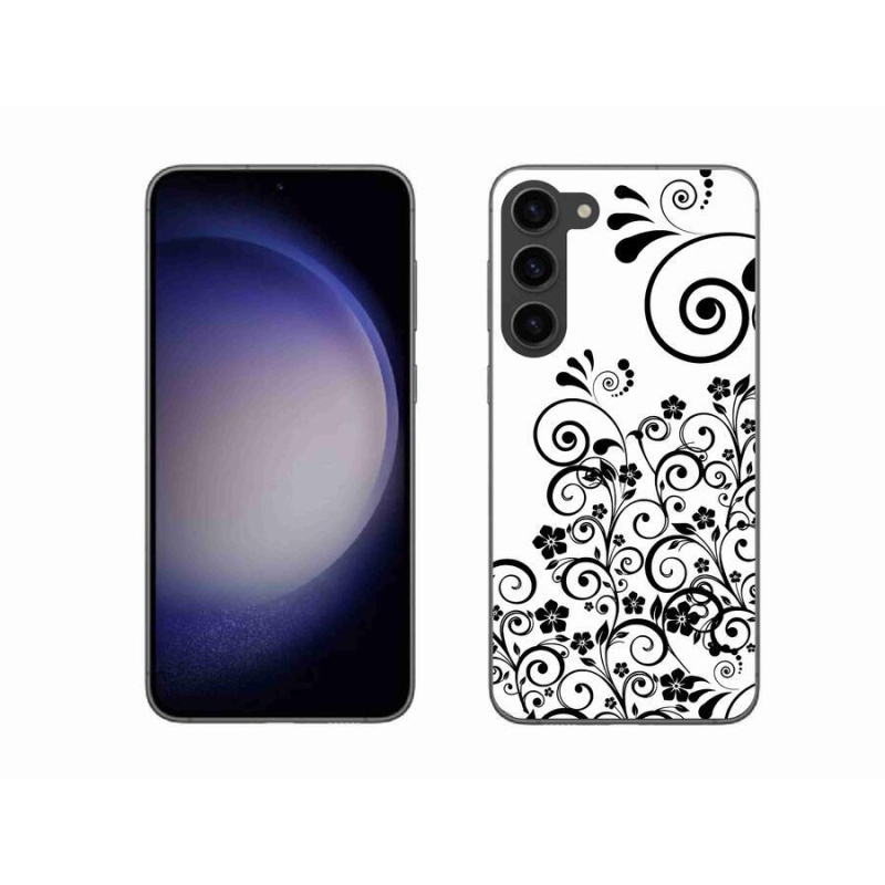 Zselés borítás mmCase Samsung Galaxy S23+ 5G - fekete és fehér virágmintás borítás - Samsung Galaxy S23+ 5G