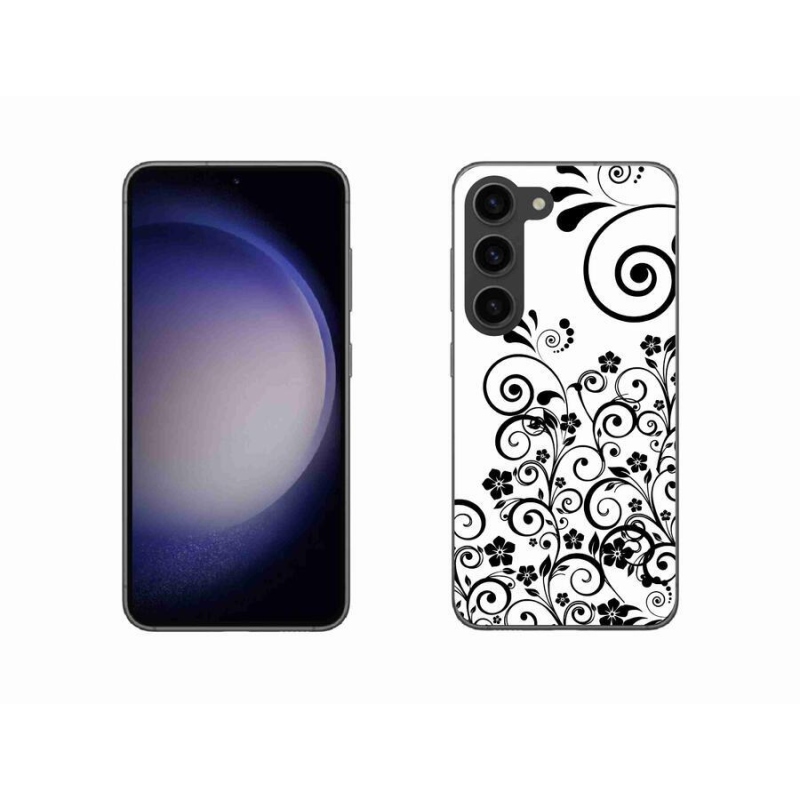 Zselés borítás mmCase Samsung Galaxy S23 5G - fekete és fehér virágmintás borítás Samsung Galaxy S23 5G-hez