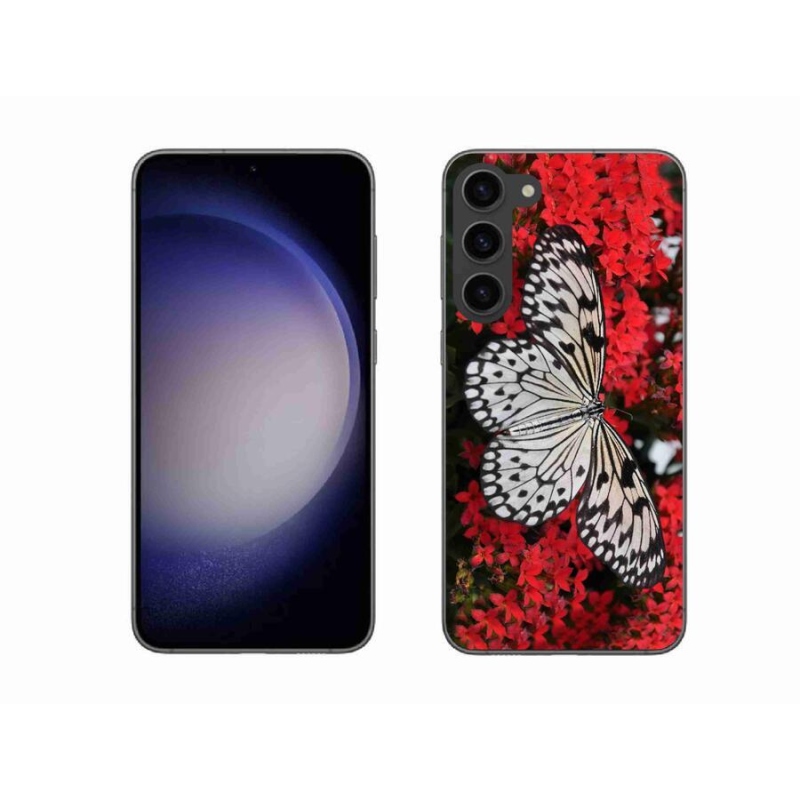 Zselés borítás mmCase Samsung Galaxy S23+ 5G - fekete-fehér pillangó 1