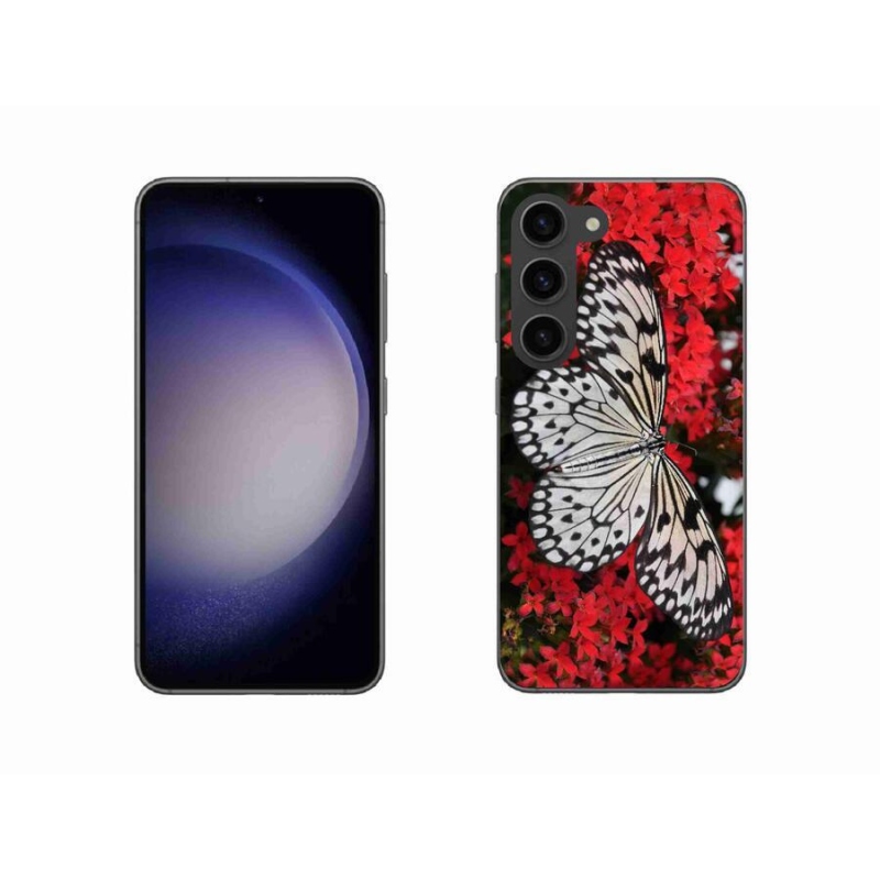 Zselés borítás mmCase Samsung Galaxy S23 5G - fekete-fehér pillangó 1