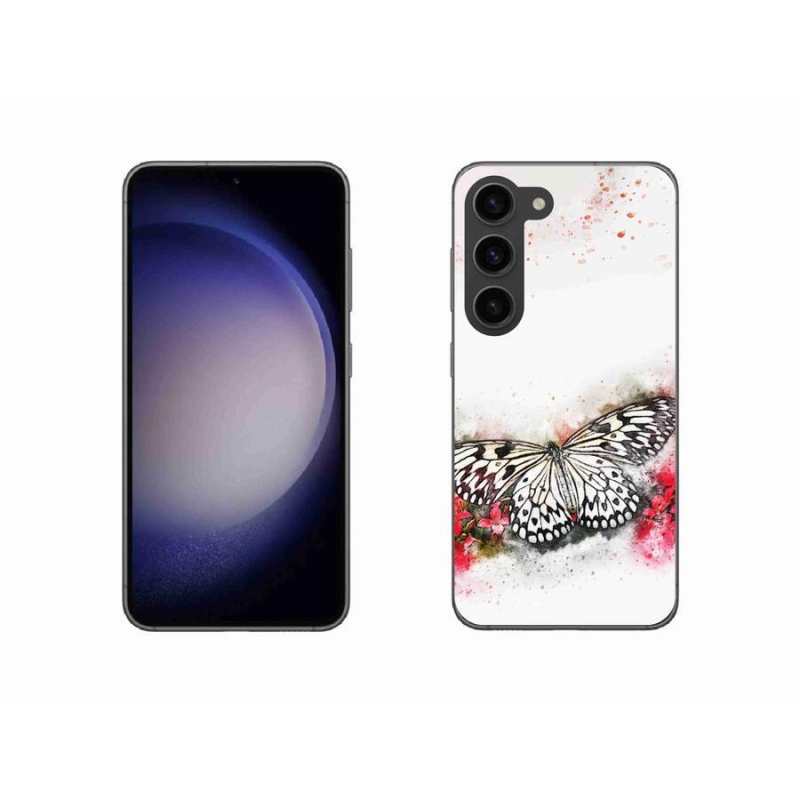 Zselés borítás mmCase Samsung Galaxy S23 5G - fekete-fehér pillangóhoz