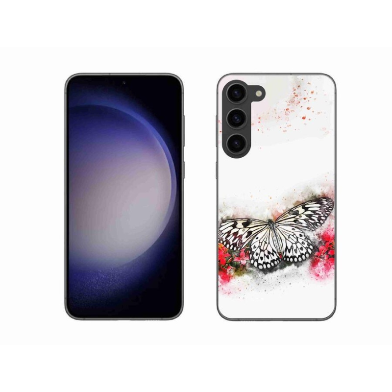 Zselés borítás mmCase Samsung Galaxy S23+ 5G - fekete-fehér pillangó