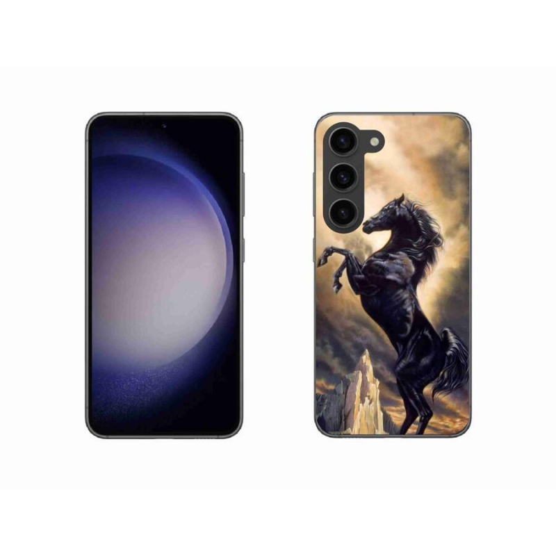 Gél borítás mmCase Samsung Galaxy S23 5G - fekete rajzfilm lóhoz