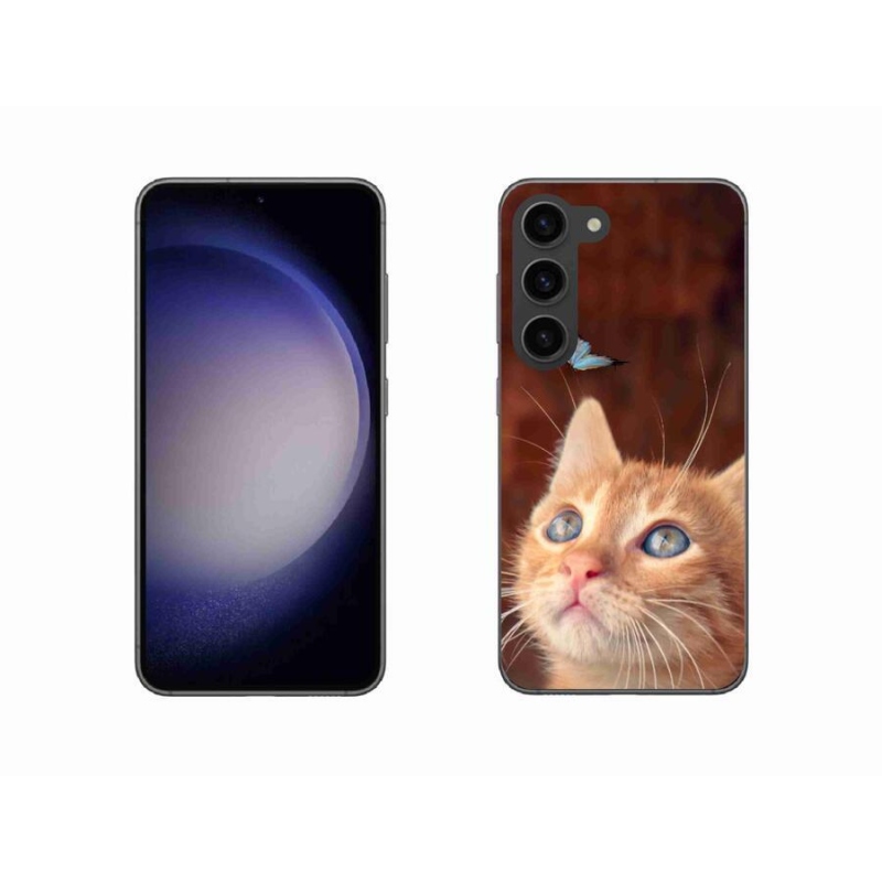 Gél borító mmCase Samsung Galaxy S23 5G - pillangó és cica - Samsung Galaxy S23 5G számára