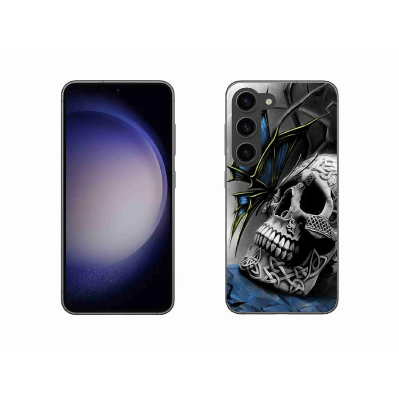 Gél borítás mmCase Samsung Galaxy S23 5G - pillangó és koponya - Samsung Galaxy S23 5G számára