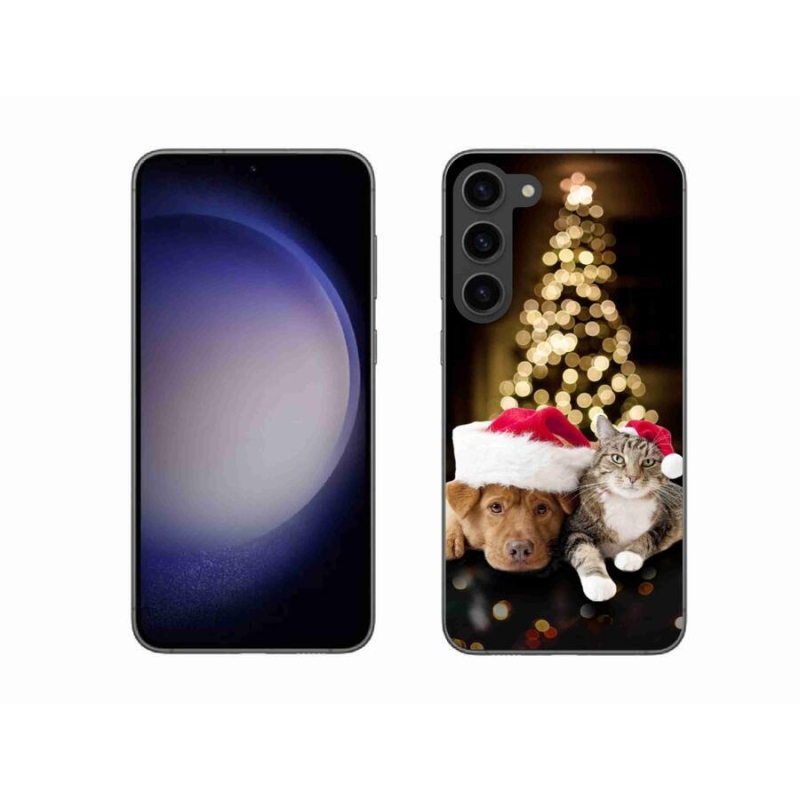 Gél borítás mmCase Samsung Galaxy S23+ 5G - Karácsonyi kutya és macska
