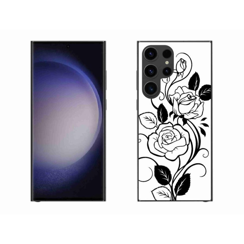Zselés borítás mmCase Samsung Galaxy S23 Ultra 5G - fekete és fehér rózsa