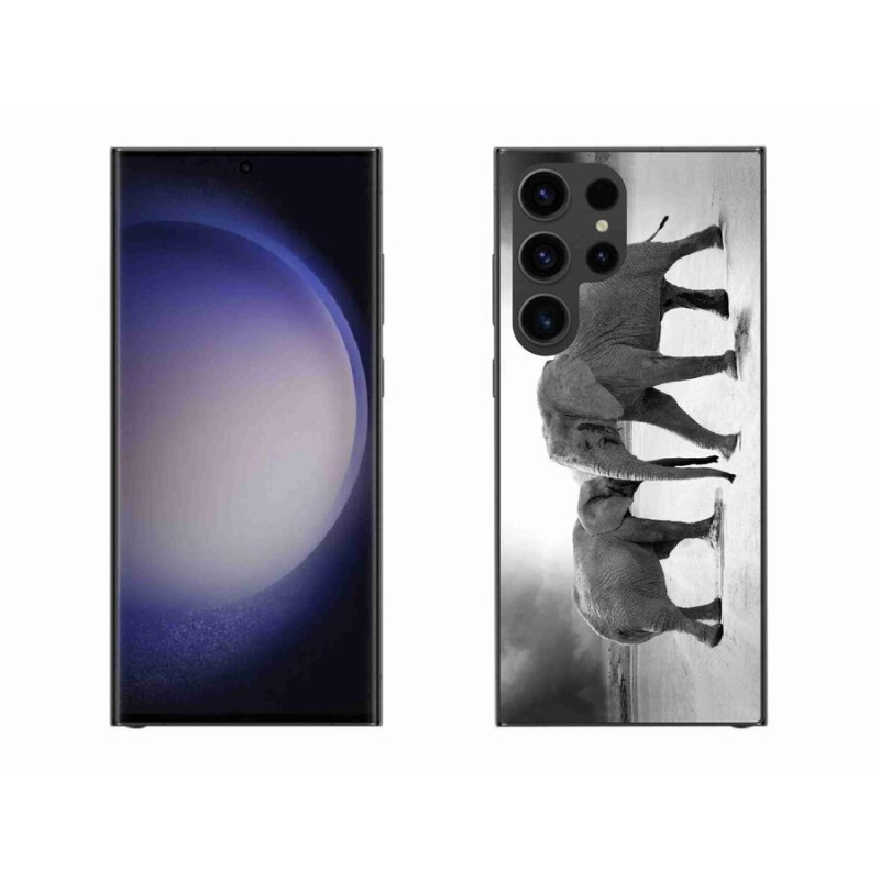 Gél borítás mmCase Samsung Galaxy S23 Ultra 5G - fekete és fehér elefántokhoz