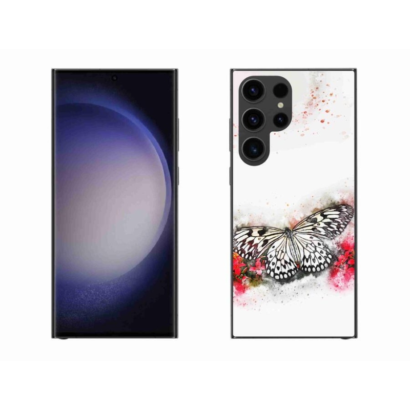 Zselés borítás mmCase Samsung Galaxy S23 Ultra 5G - fekete-fehér pillangóhoz