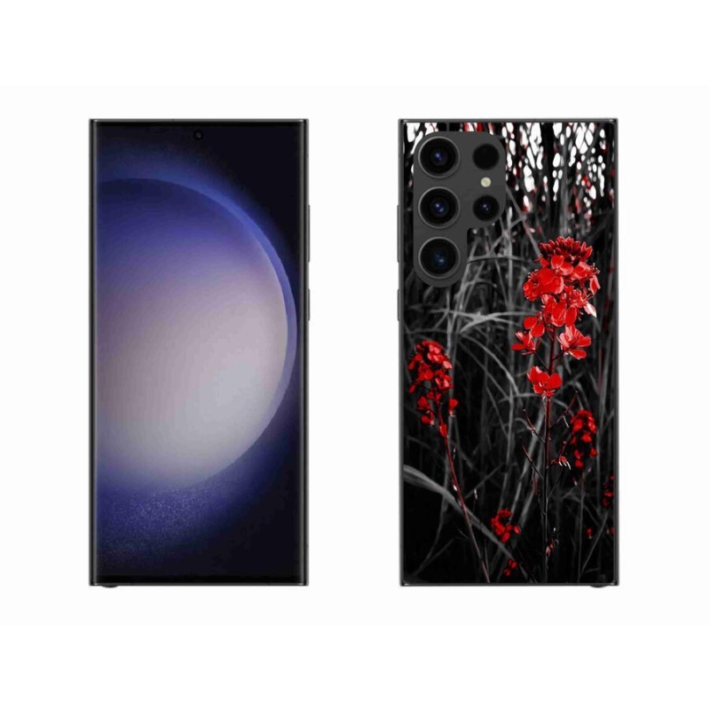 Zselés borítás mmCase Samsung Galaxy S23 Ultra 5G - piros növényhez