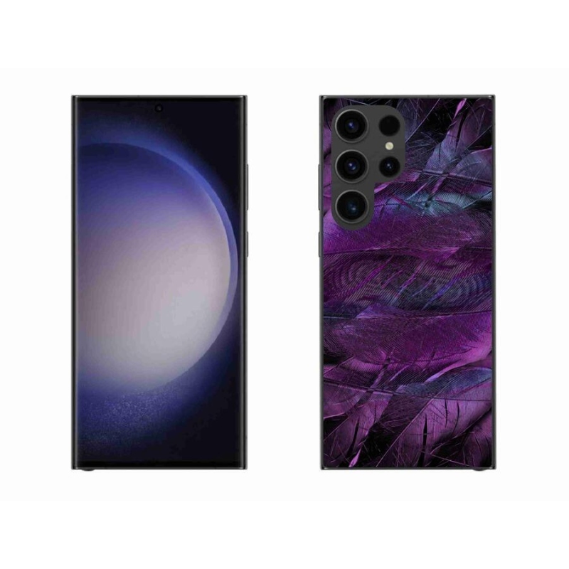 Zselés borítás mmCase Samsung Galaxy S23 Ultra 5G - lila tollakhoz