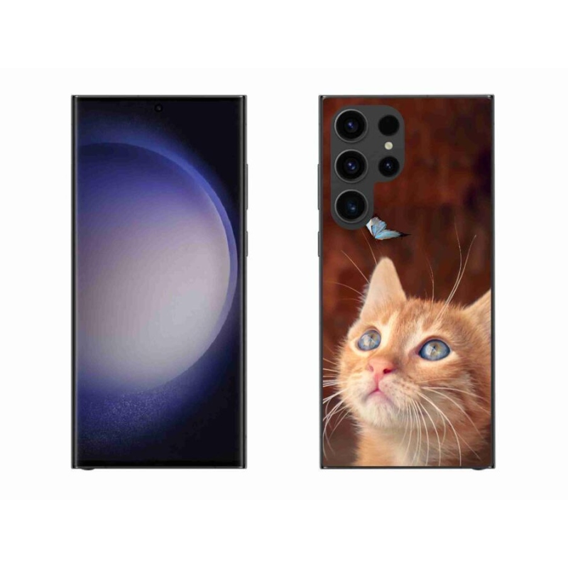 Gél borító mmCase Samsung Galaxy S23 Ultra 5G - pillangó és cica - Samsung Galaxy S23 Ultra 5G számára