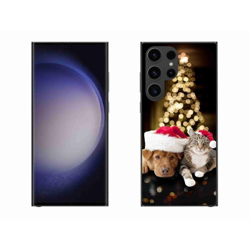 Gél borítás mmCase Samsung Galaxy S23 Ultra 5G - Karácsonyi kutya és macska