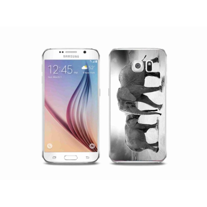 Gél borítás mmCase Samsung Galaxy S6 készülékhez - fekete és fehér elefántok