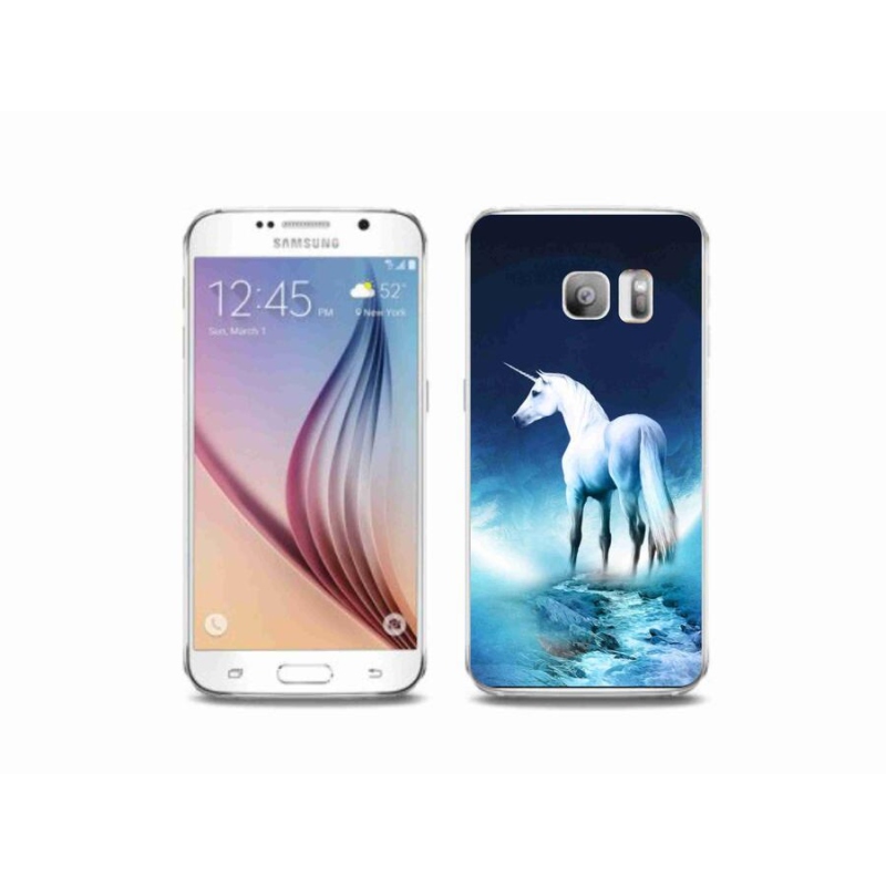 Zselés borítás mmCase Samsung Galaxy S6 Edge készülékhez - fehér egyszarvú