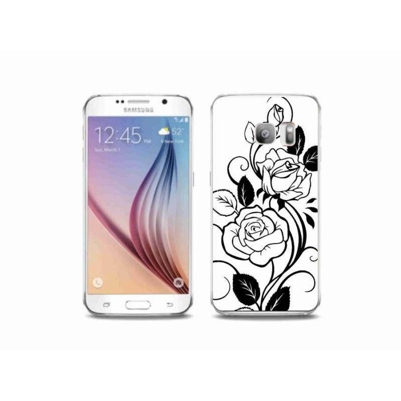 Zselés borítás mmCase Samsung Galaxy S6 Edge készülékhez - fekete és fehér rózsa