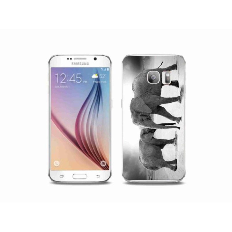 Gél borítás mmCase Samsung Galaxy S6 Edge készülékhez - fekete és fehér elefántok