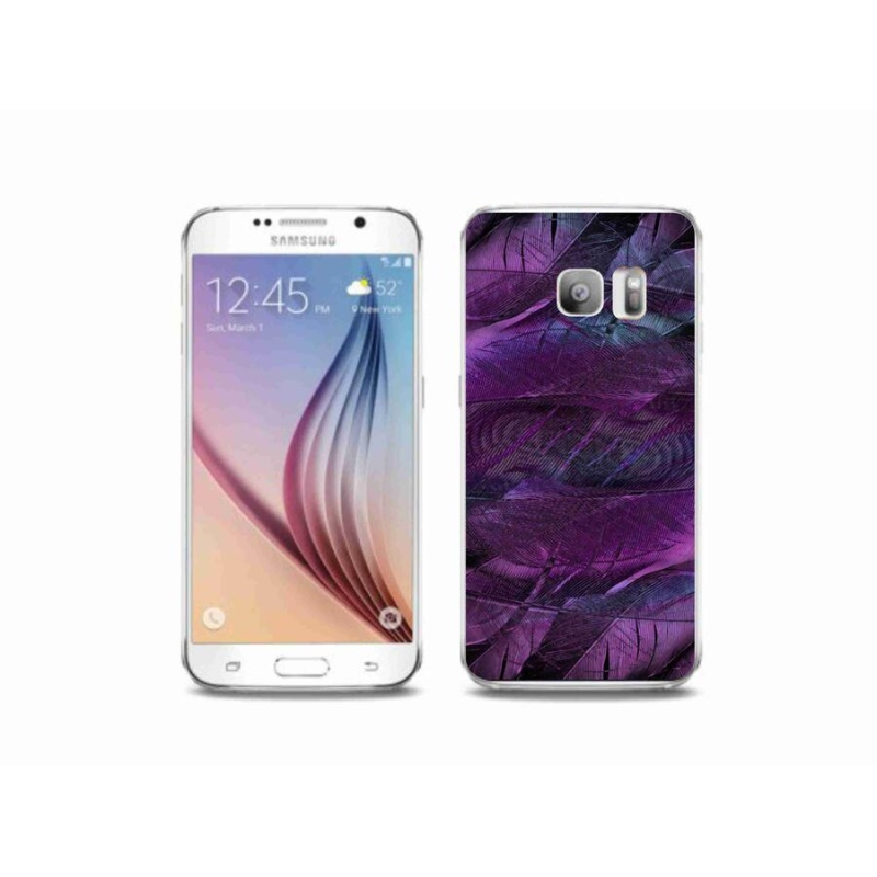 Gél védőhuzat mmCase Samsung Galaxy S6 Edge készülékhez - lila tollak