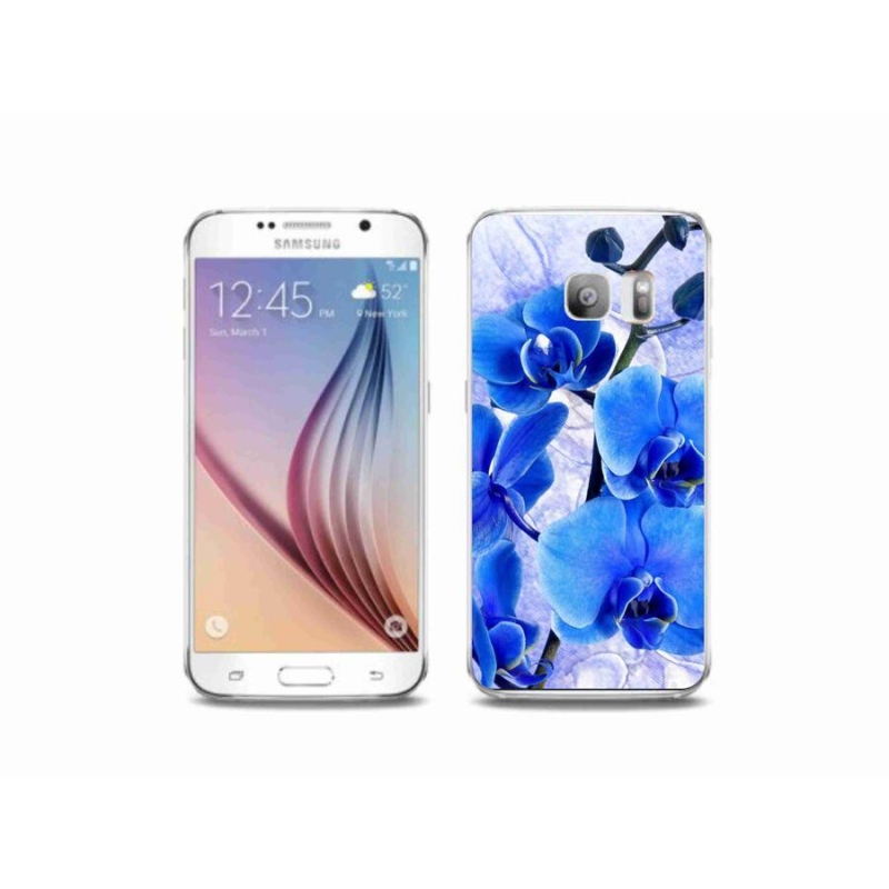 Gél védőhuzat mmCase Samsung Galaxy S6 Edge készülékhez - kék virágok