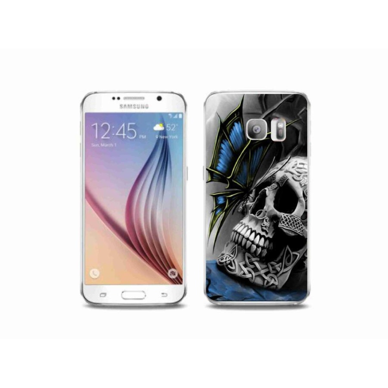 Gél borítás mmCase Samsung Galaxy S6 Edge készülékhez - pillangó és koponya