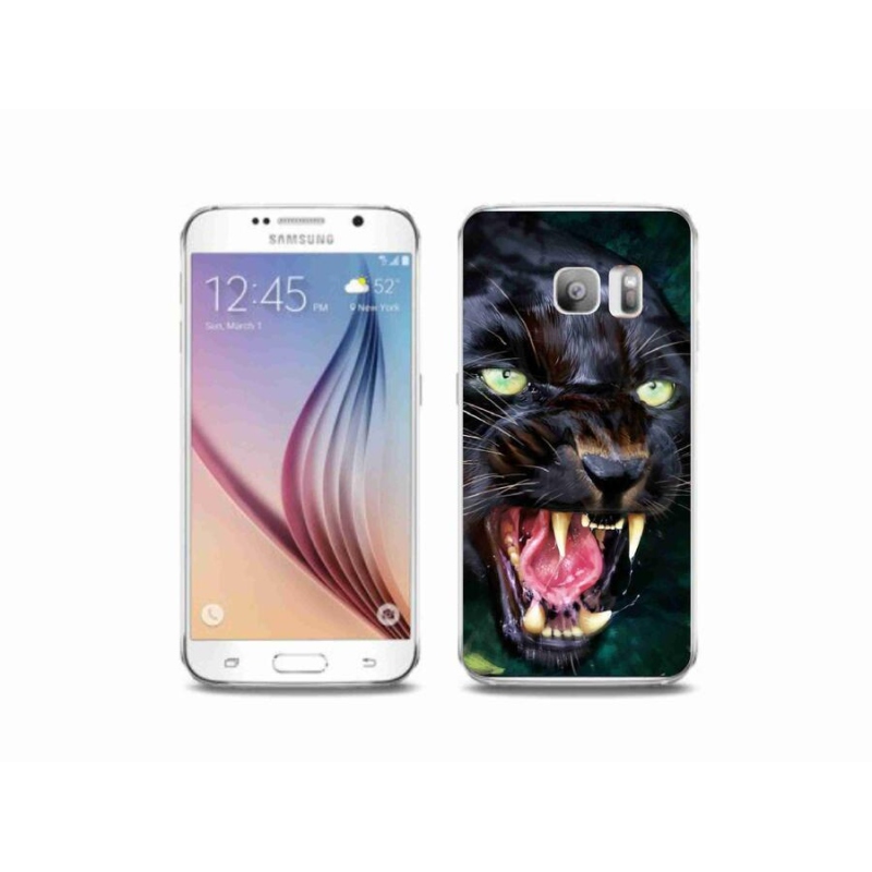 Zselés borítás mmCase Samsung Galaxy S6 Edge készülékhez - dühös fekete párduc