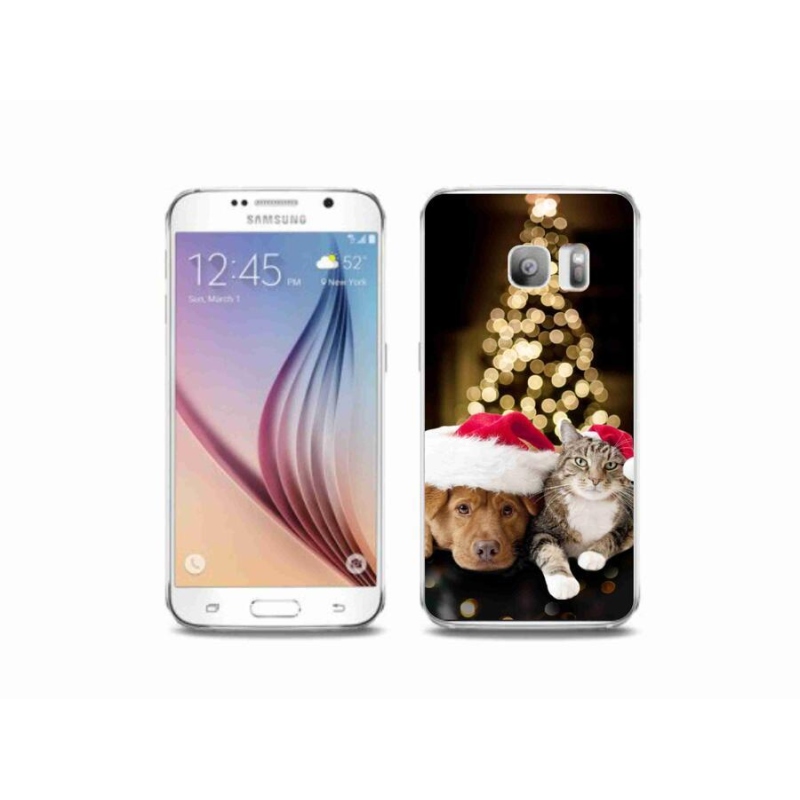 Gél borítás mmCase Samsung Galaxy S6 Edge készülékhez - Karácsonyi kutya és macska