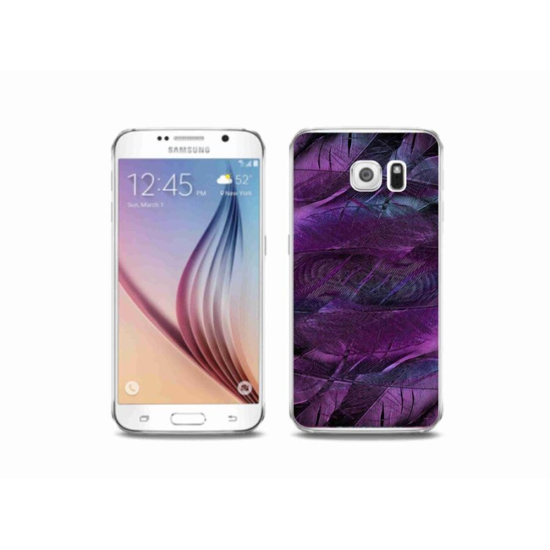 Gél védőhuzat mmCase Samsung Galaxy S6 készülékhez - lila tollak