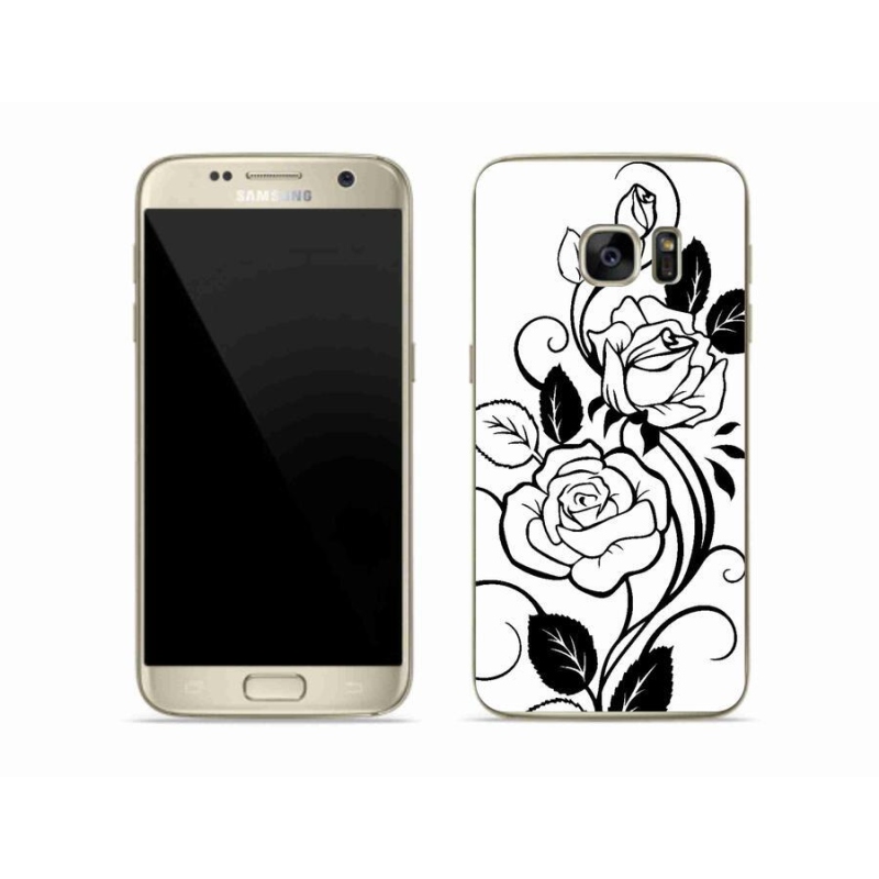 Zselés borítás mmCase Samsung Galaxy S7 készülékhez - fekete és fehér rózsa