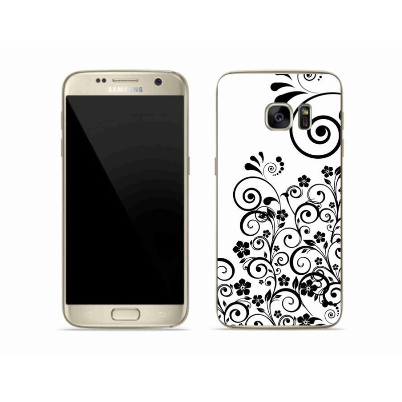 Zselés borítás mmCase Samsung Galaxy S7 készülékhez - fekete-fehér virágminták