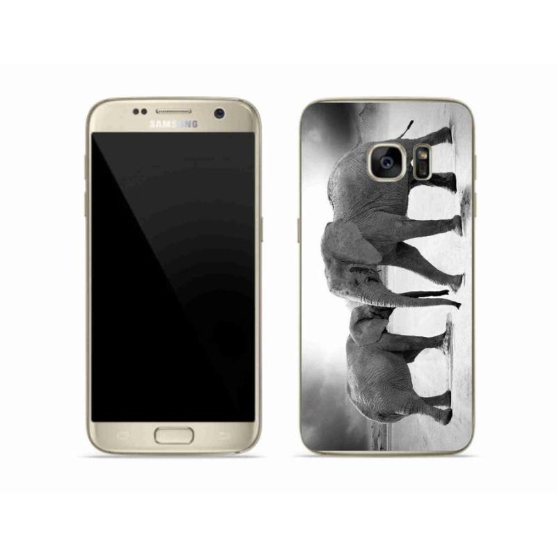 Gél borítás mmCase Samsung Galaxy S7 készülékhez - fekete és fehér elefántok