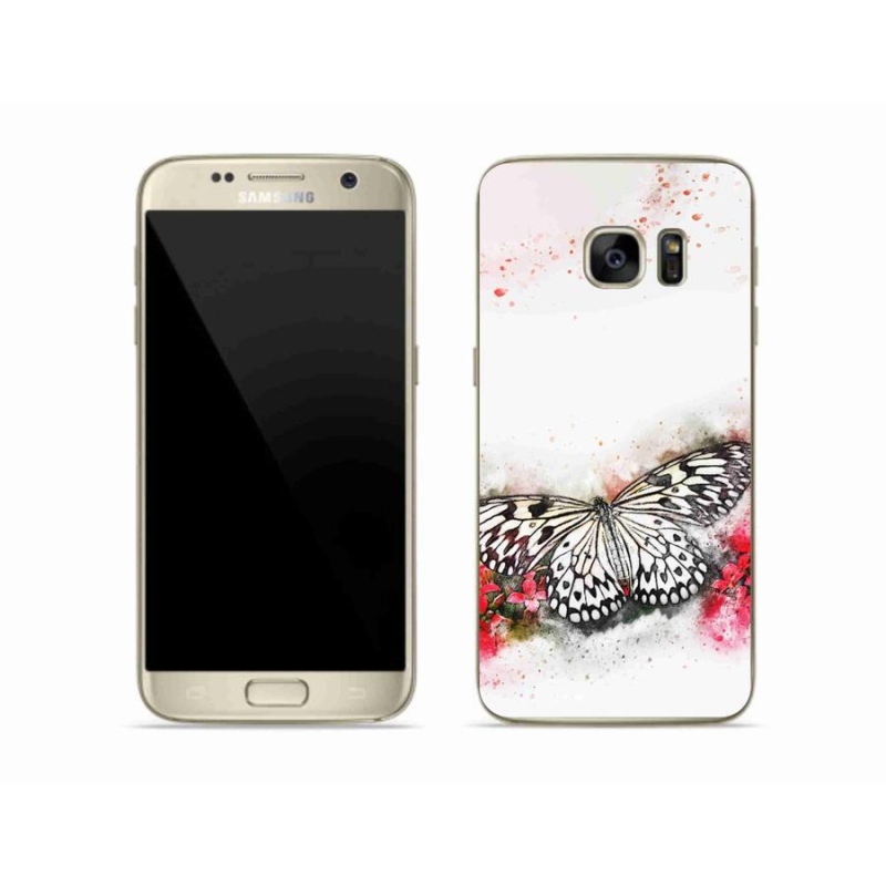Zselés borítás mmCase Samsung Galaxy S7 készülékhez - fekete-fehér pillangó