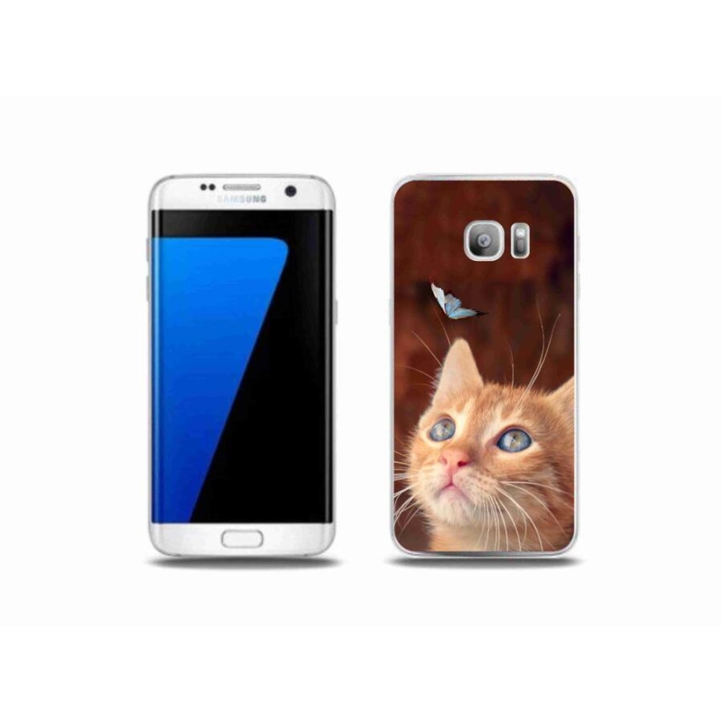 Gél borítás mmCase Samsung Galaxy S7 Edge készülékhez - pillangó és cica