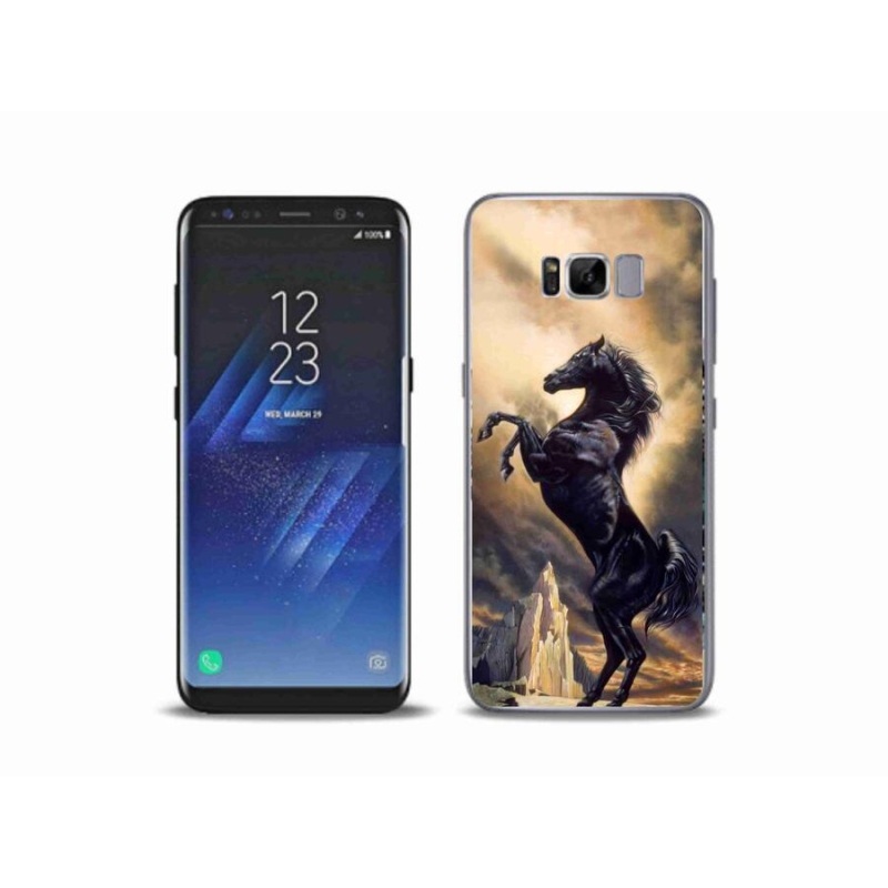 Gél borítás mmCase Samsung Galaxy S8 Plus készülékhez - fekete rajzfilm ló