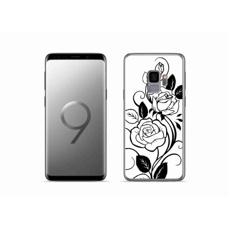 Zselés borítás mmCase Samsung Galaxy S9 - fekete és fehér rózsa