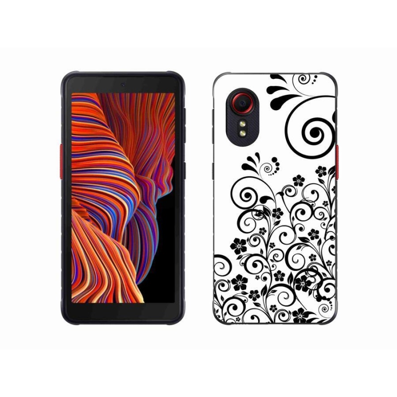 Zselés borítás mmCase Samsung Galaxy Xcover 5 készülékhez - fekete és fehér virágminták