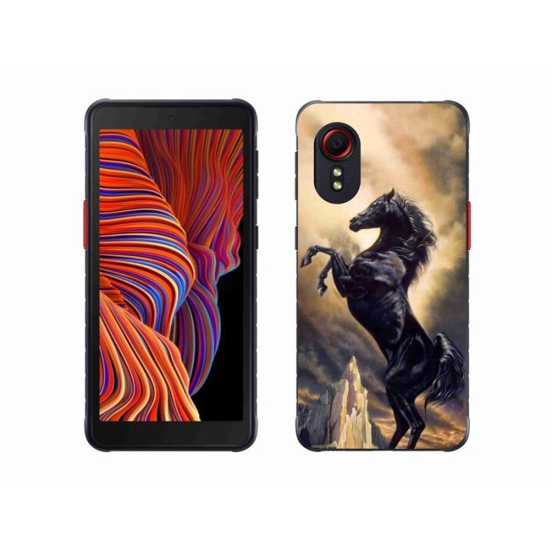 Gél borítás mmCase Samsung Galaxy Xcover 5 - fekete rajzfilm lóhoz