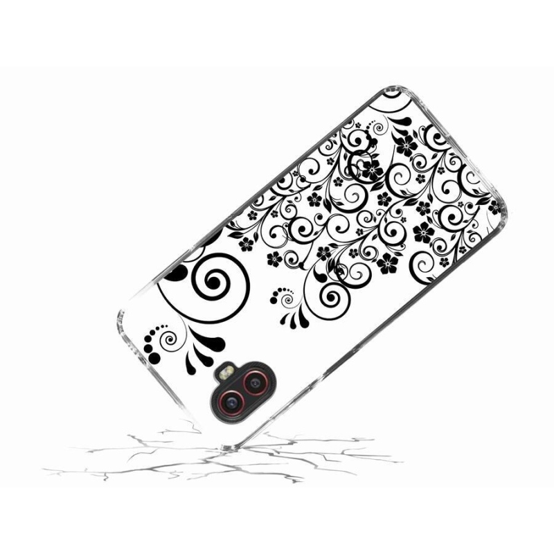 Zselés borítás mmCase Samsung Galaxy Xcover 6 Pro készülékhez - fekete és fehér virágmintás borítás