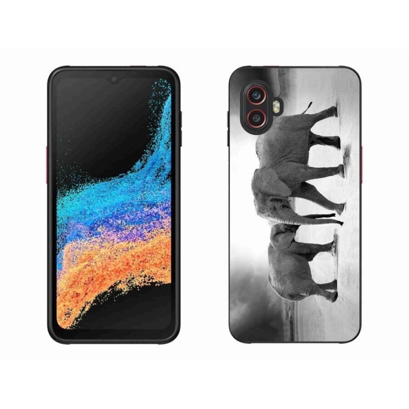 Zselés borítás mmCase Samsung Galaxy Xcover 6 Pro - fekete és fehér elefántokhoz