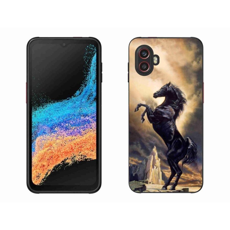 Zselés borítás mmCase Samsung Galaxy Xcover 6 Pro - fekete rajzfilm lóhoz