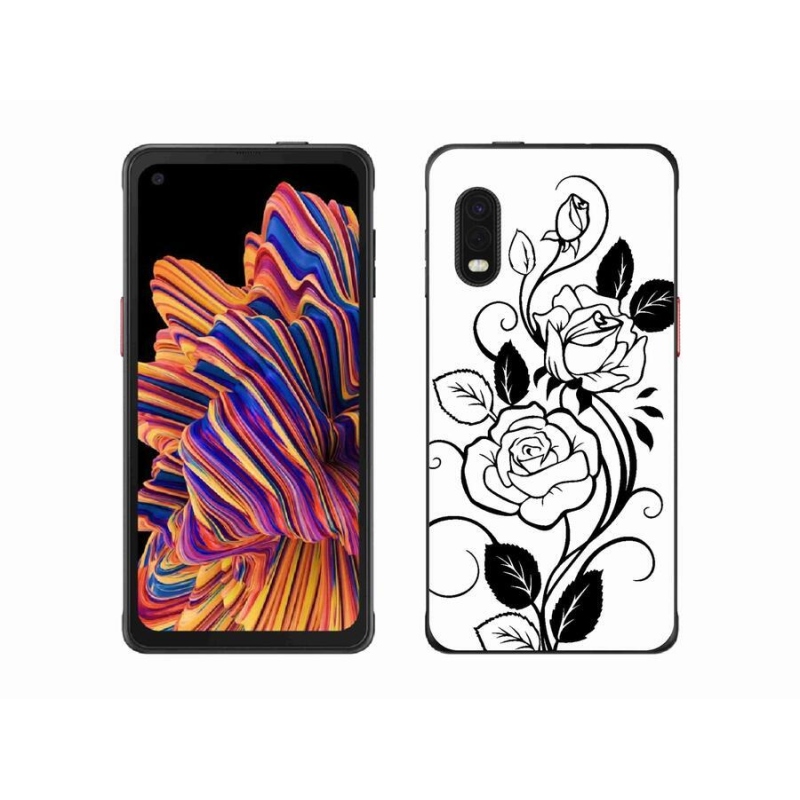 Zselés borítás mmCase Samsung Galaxy Xcover Pro készülékhez - fekete és fehér rózsa